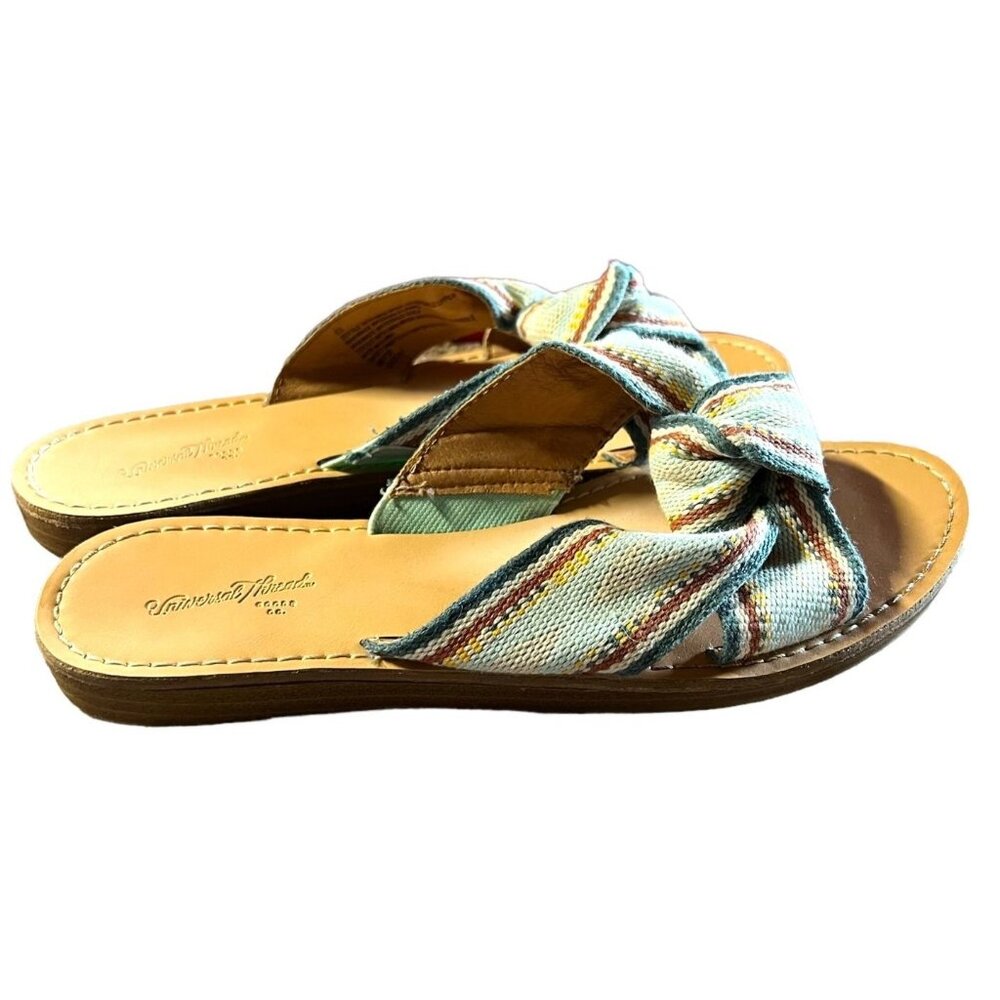 Universal Thread Womens Knotted Slide Sandals Size 6.5 Multi-Color Canvas Upper - Picture 3 of 5